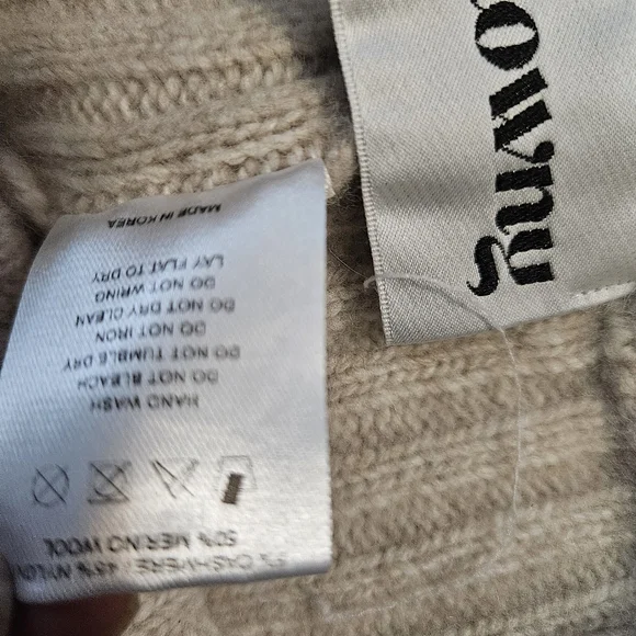 GLOWNY  RIBBED SHORTS WOMEN TAN SMALL CHIC ATHLEISURE Cashmere Wool Nylon Blend - Picture 5 of 10